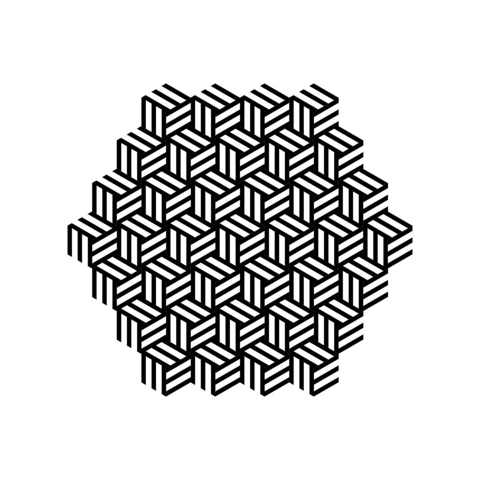 patrón único blanco y negro en formas hexagonales aisladas sobre fondo blanco. vector