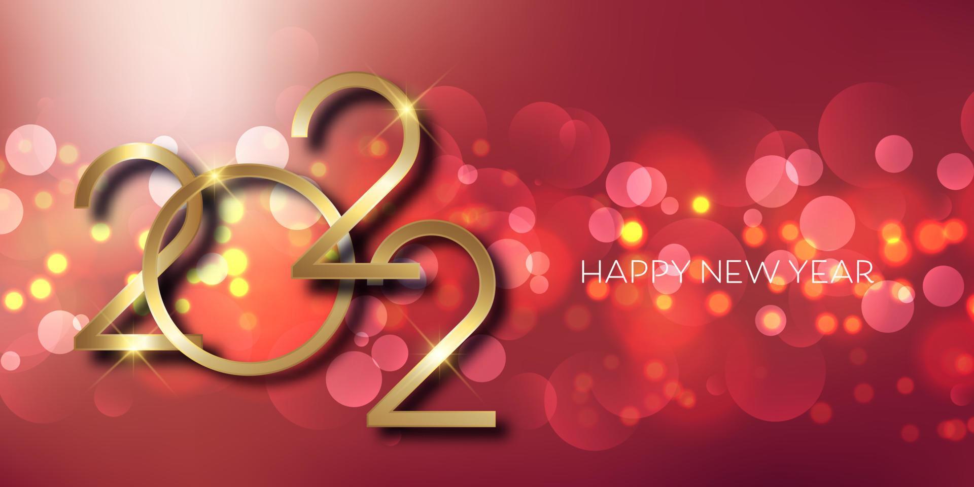 Happy New Year banner with bokeh lights vector