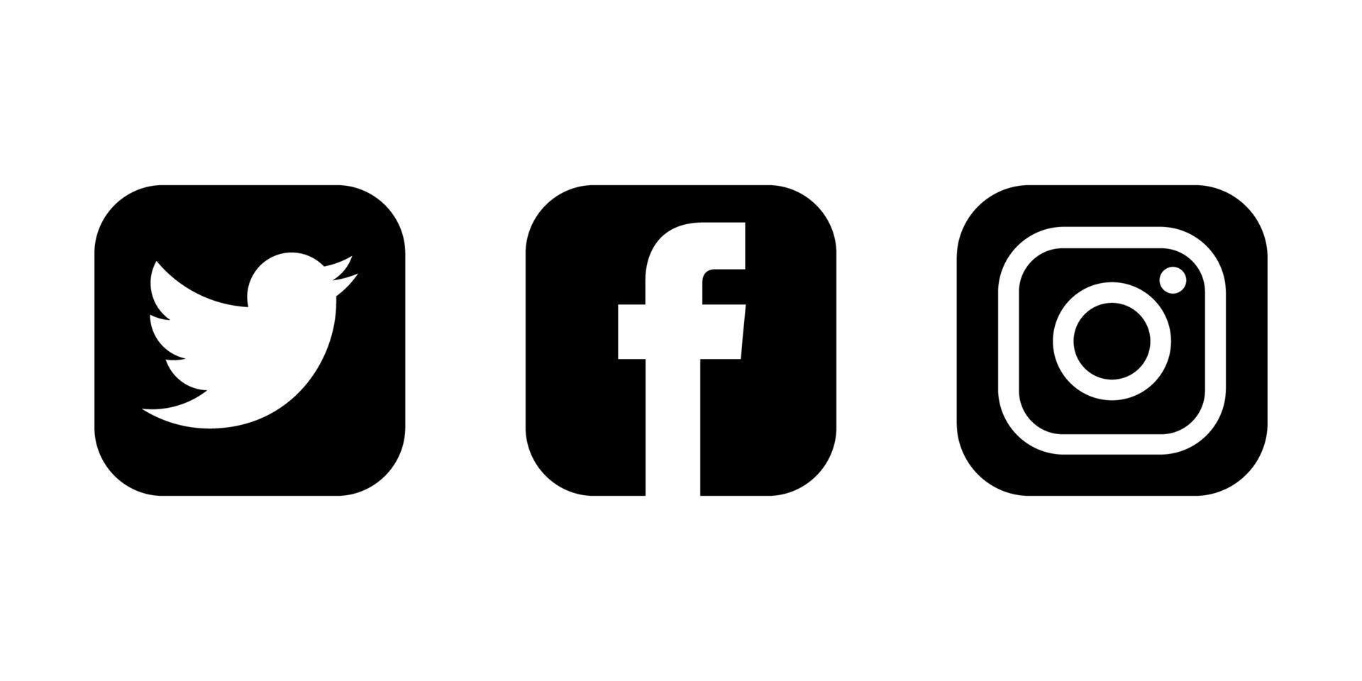 Social Media Icons Set. Facebook Instagram Twitter Logos vector