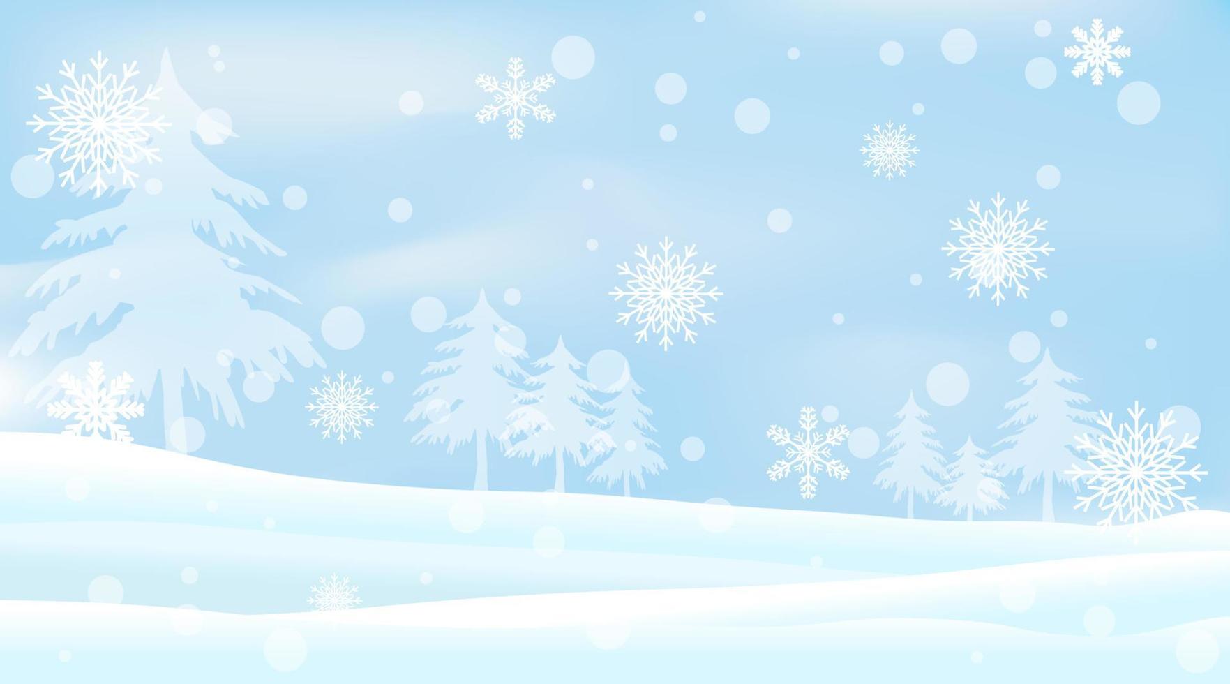 vacaciones de invierno cubierto de nieve y copo de nieve y fondo de cielo azul. Ilustración de la temporada navideña. vector