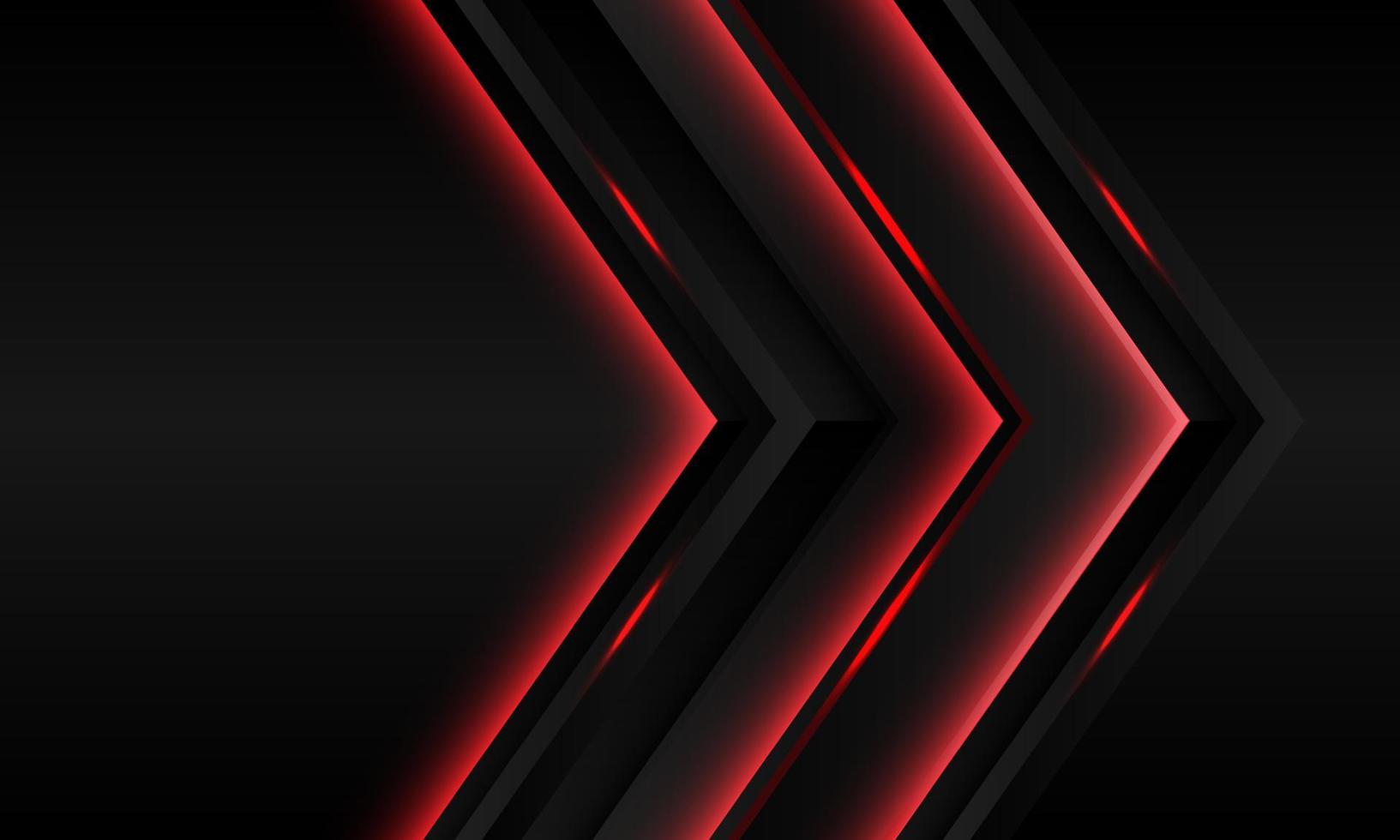 Abstract red light arrow direction black metallic blank space design modern futuristic technology background vector