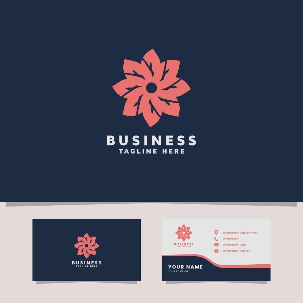 Simple and Minimalist Pink Flower Logo with Business Card Template vector