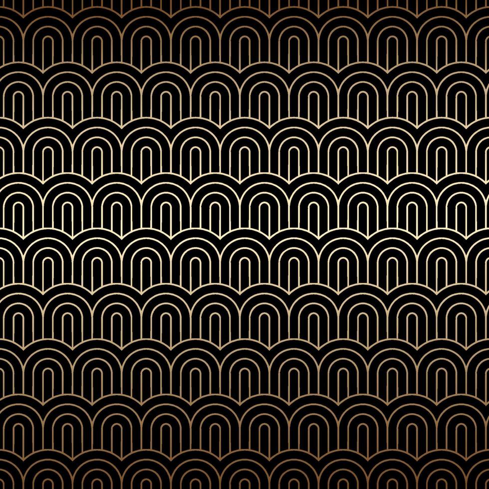 Golden seamless background with chinese waves, Art deco pattern vector