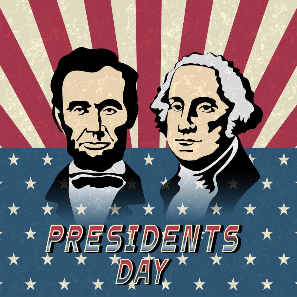Happy Presidents Day, Abraham Lincoln and George Washington vector