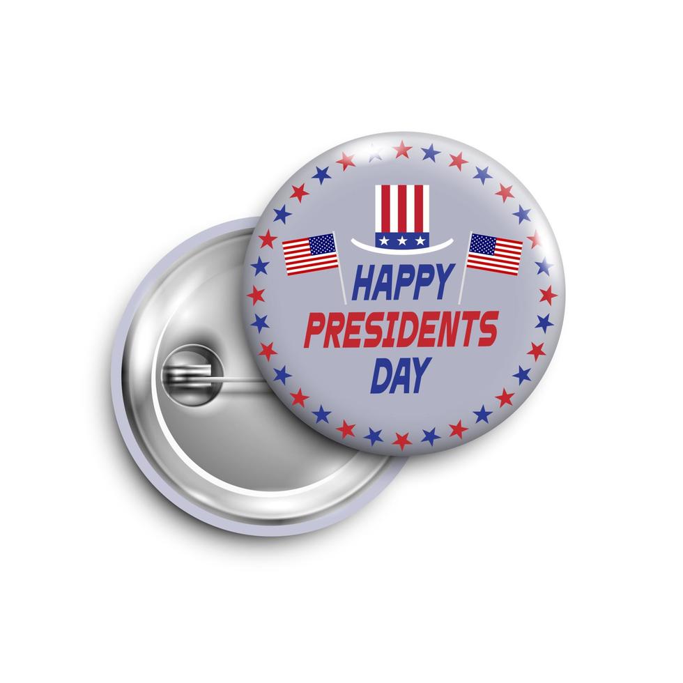 Presidents day button,badge,banner isolated with flags USA and Sam hat vector
