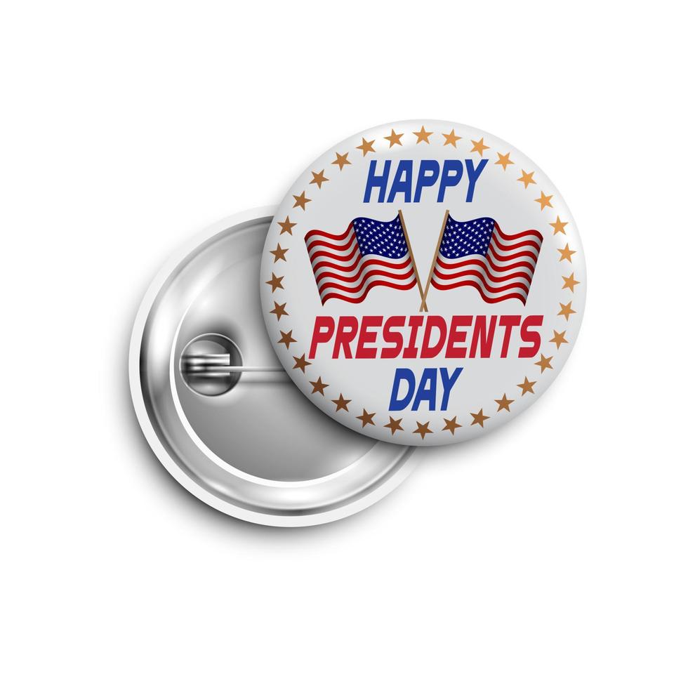 Botón del día de los presidentes, insignia, banner aislado con dos banderas de EE. UU. vector