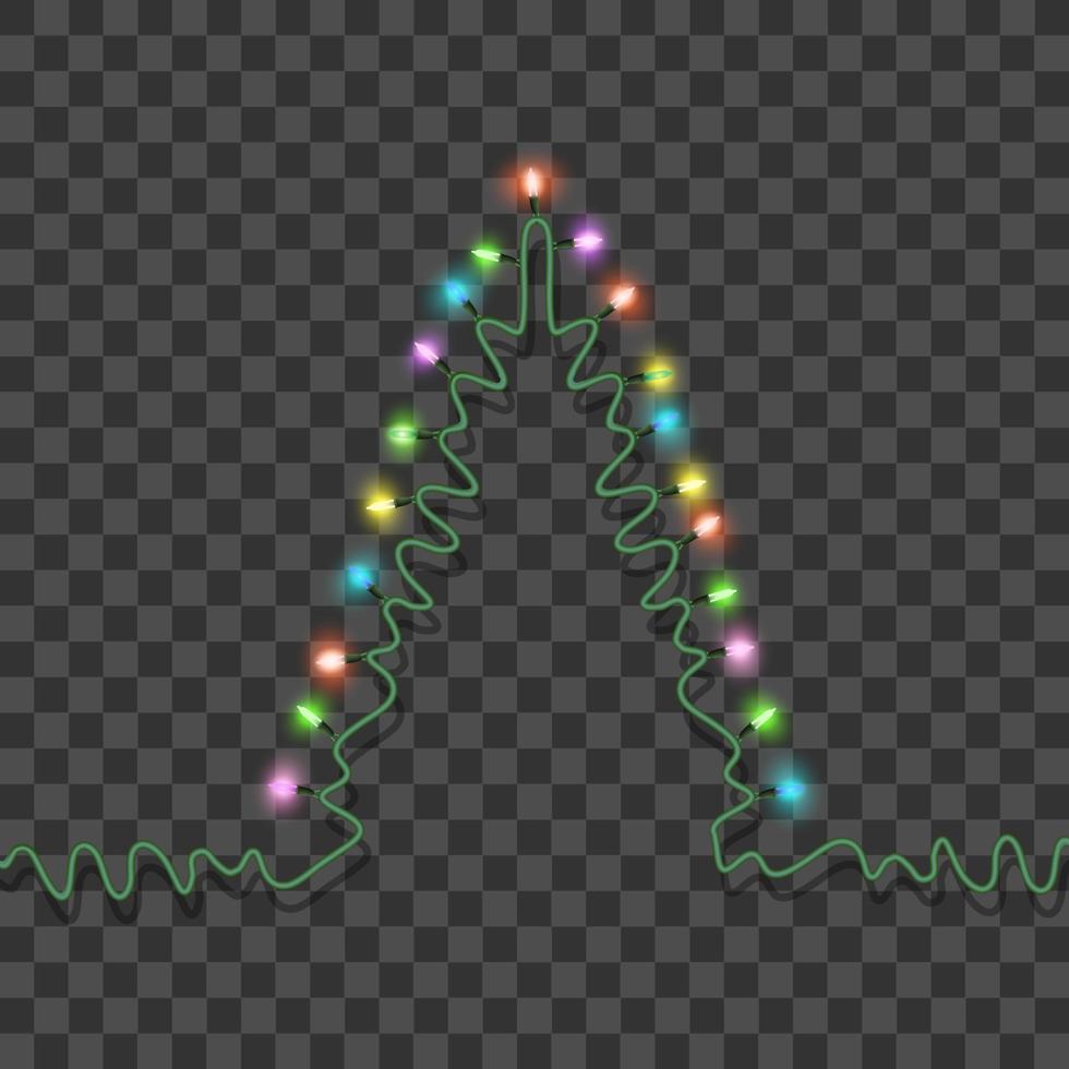 Christmas tree formed garland bright lights, festive decorations vector