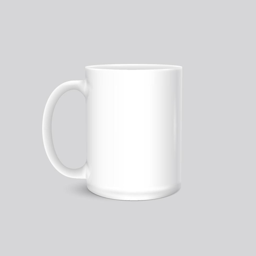 White cup photo realistic  isolated on grey background vector