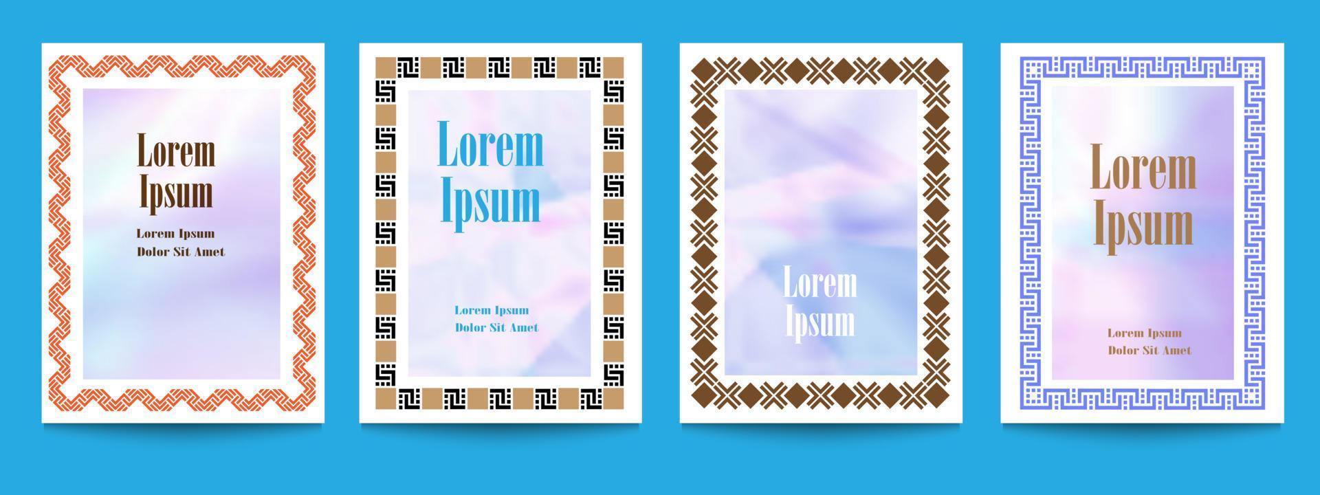 Set of flyer pages ornament with geometric frames vector