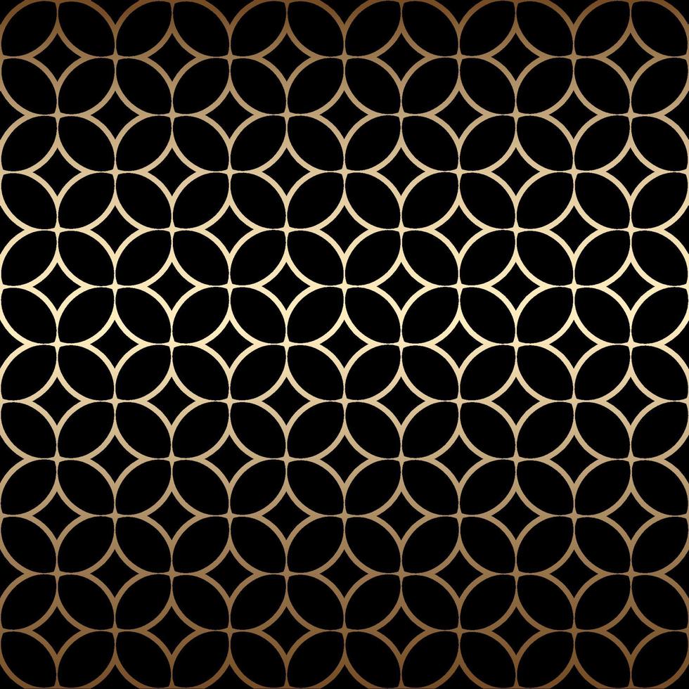 Golden art deco simple seamless pattern with round shapes, black and gold colors vector
