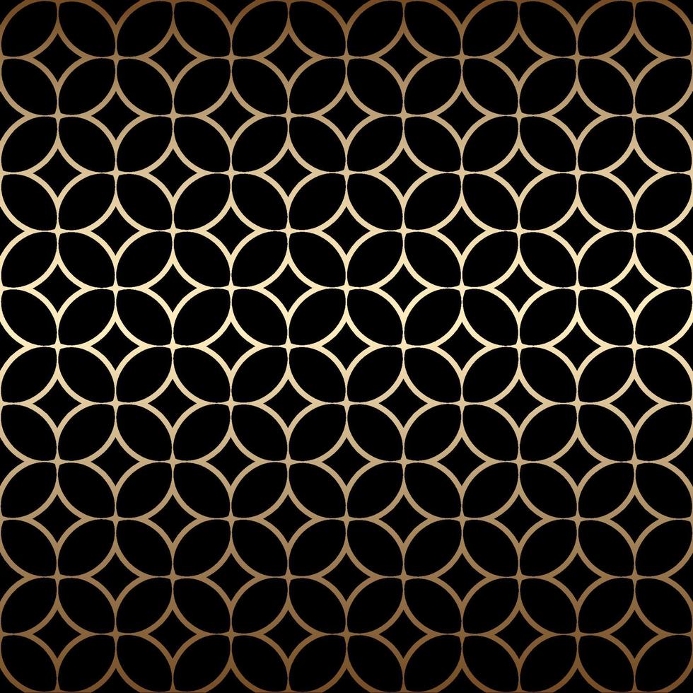 Golden art deco simple seamless pattern with round shapes, black and gold colors vector