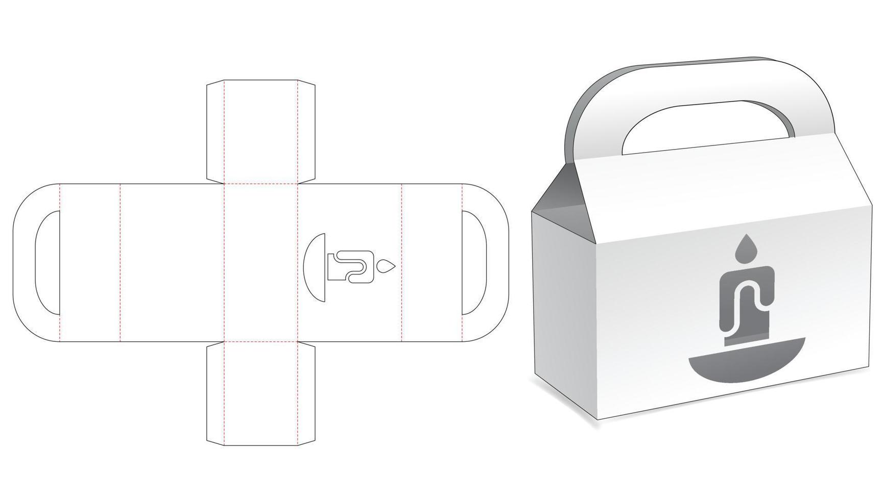 Handle box with candle shape window die cut template 3776397 Vector Art at Vecteezy