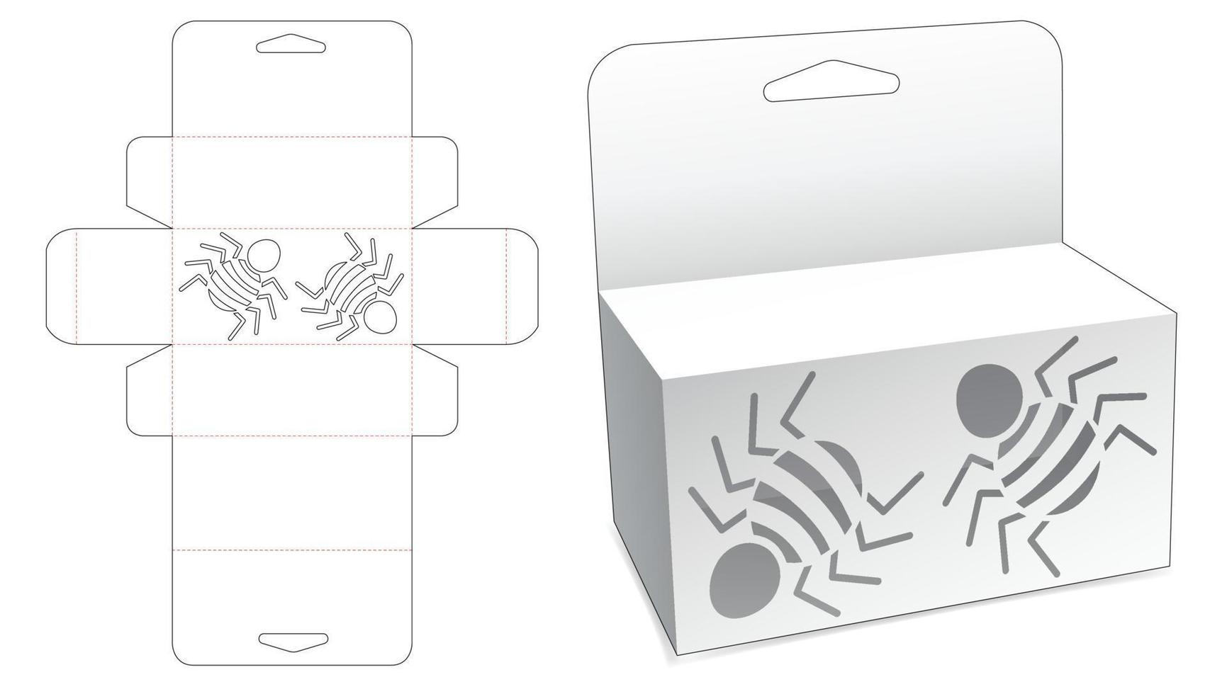 Caja colgante con plantilla troquelada de arañas estampadas vector
