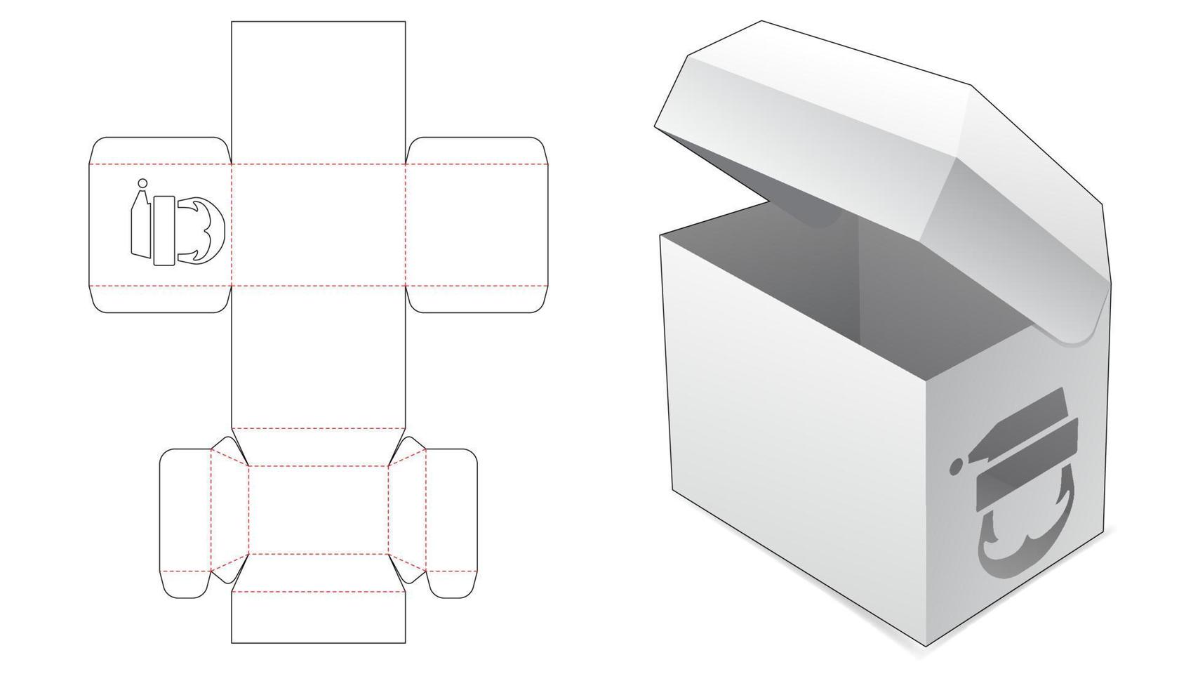 Flip chest box with stenciled Santa Claus die cut template vector
