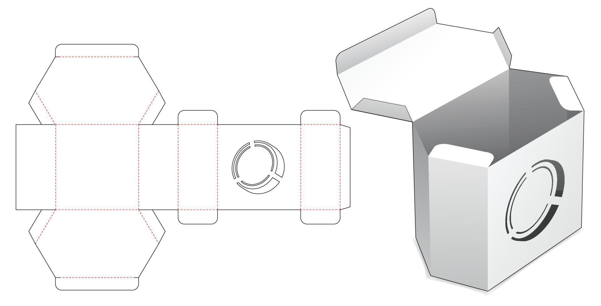 caja hexagonal con plantilla troquelada de monedas estarcida vector