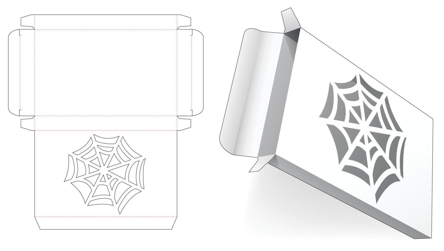 Tin box with stenciled spider web die cut template vector