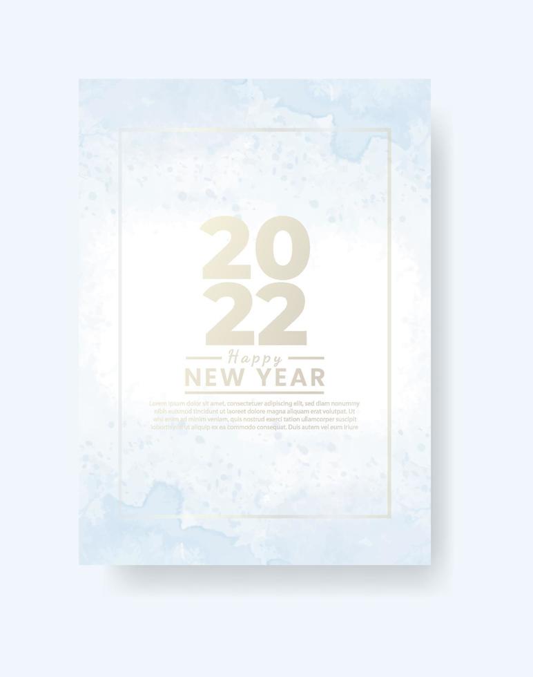 Happy new year 2022 poster or card template with watercolor wash splash vector