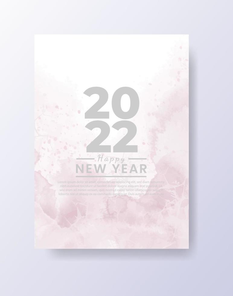 Happy new year 2022 poster or card template with watercolor wash splash vector