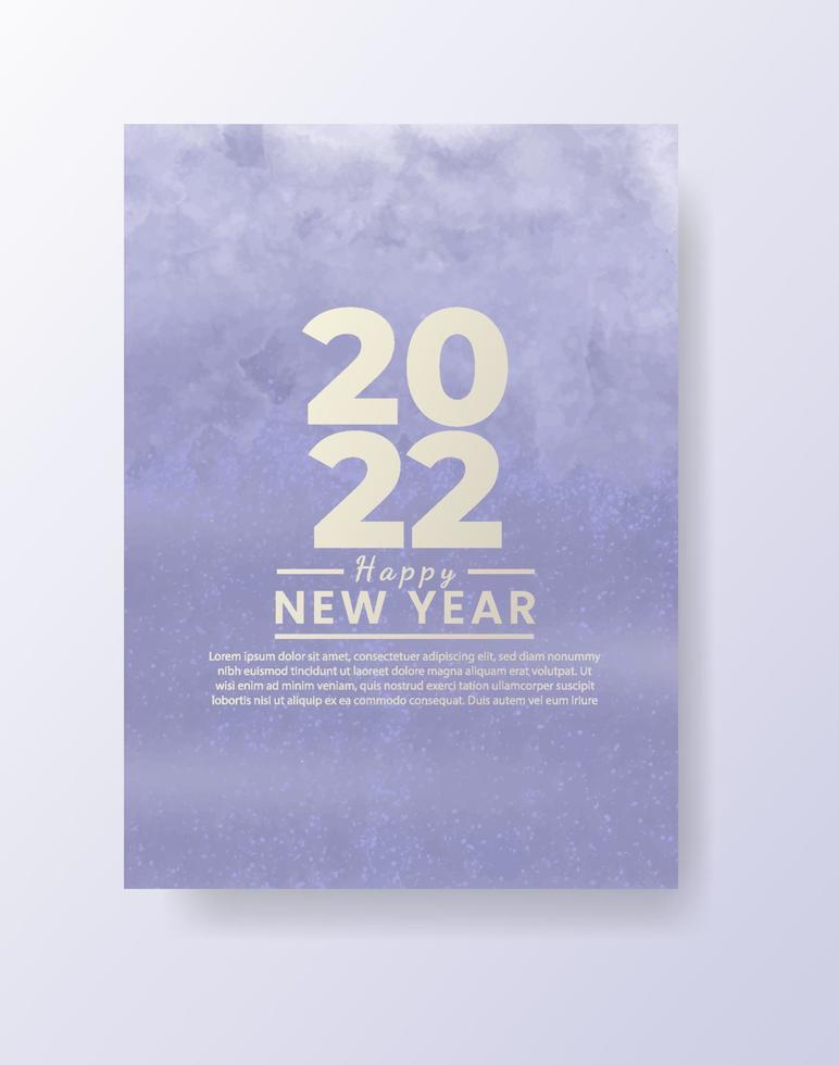 Happy new year 2022 poster or card template with watercolor wash splash vector
