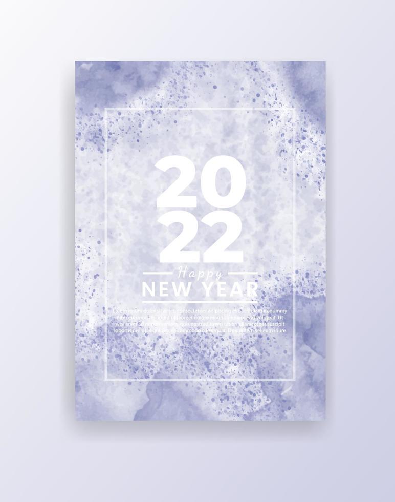 Happy new year 2022 poster or card template with watercolor wash splash vector