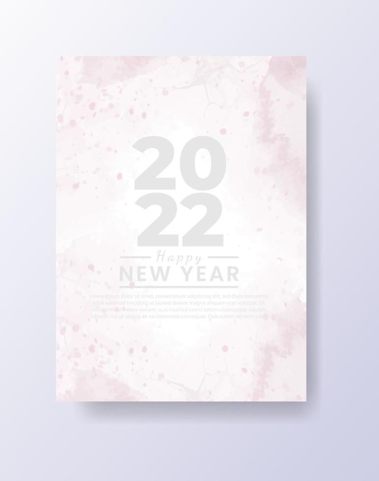 Happy new year 2022 poster or card template with watercolor wash splash vector