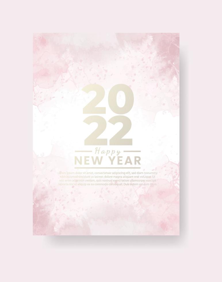 Happy new year 2022 poster or card template with watercolor wash splash vector