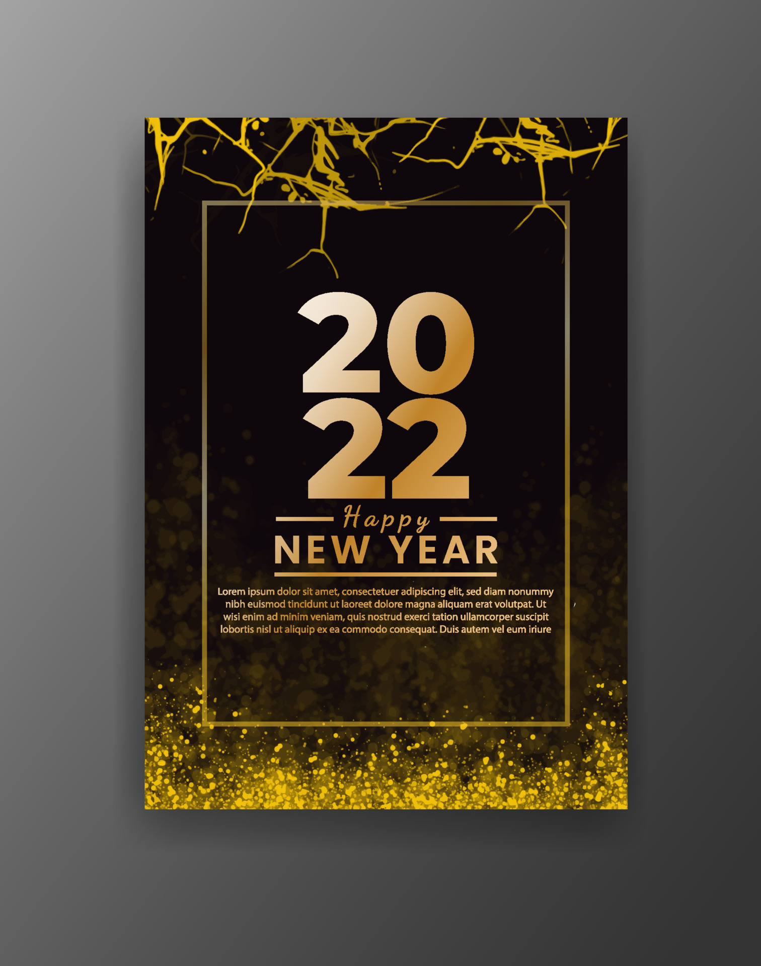 New Year 2022 Poster Happy New Year 2022 Poster Or Card Template With Watercolor Wash Splash 3776862 Vector Art At Vecteezy