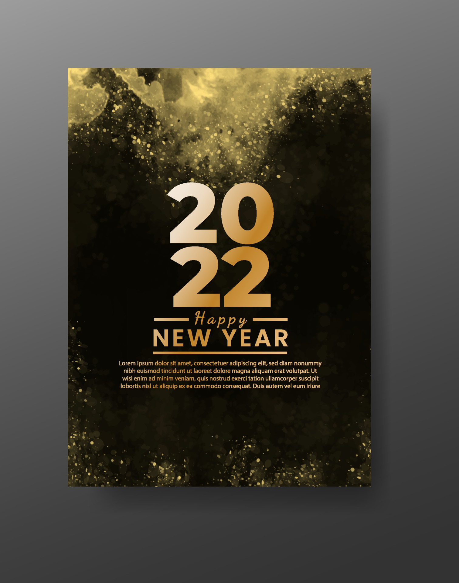 New Year 2022 Poster Happy New Year 2022 Poster Or Card Template With Watercolor Wash Splash 3776868 Vector Art At Vecteezy