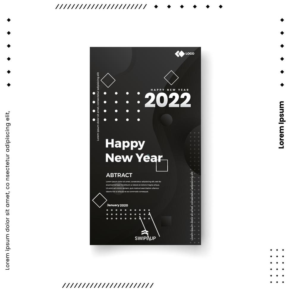 Happy New Year 2021. Trendy editable template for social networks stories, vector illustration. Design backgrounds for social media