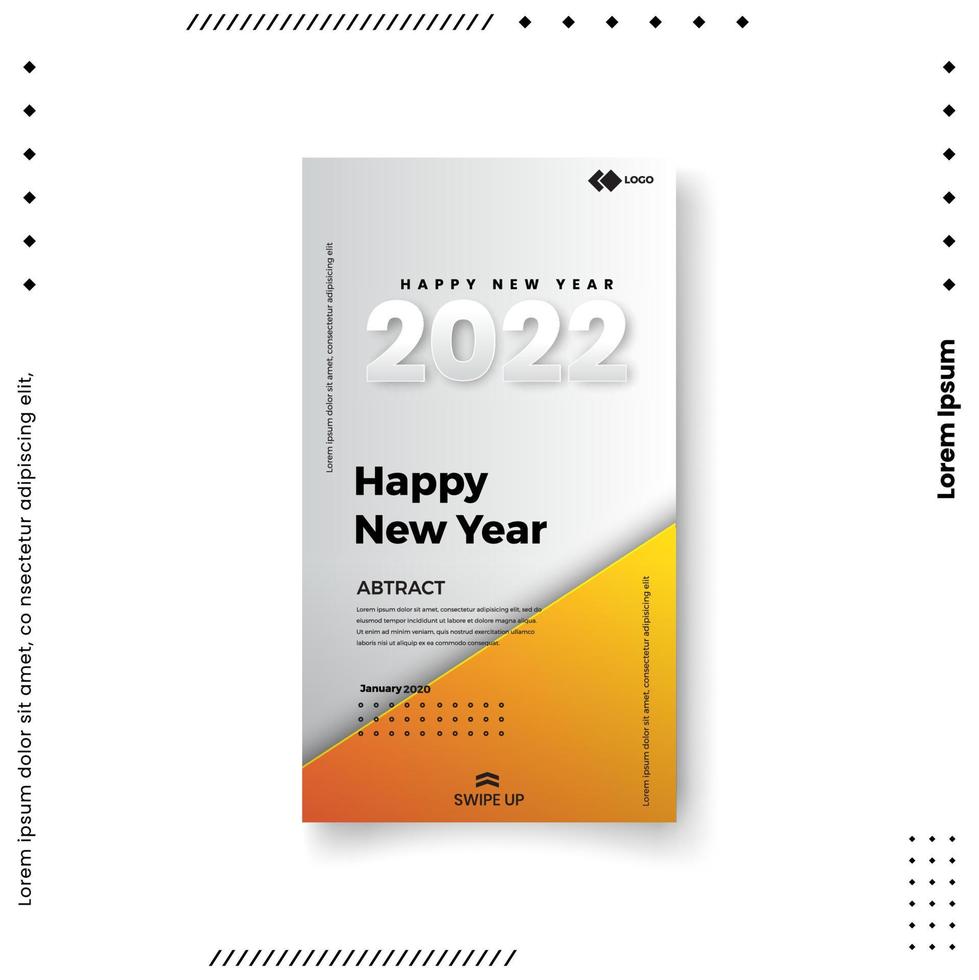 Happy New Year 2021. Trendy editable template for social networks stories, vector illustration. Design backgrounds for social media