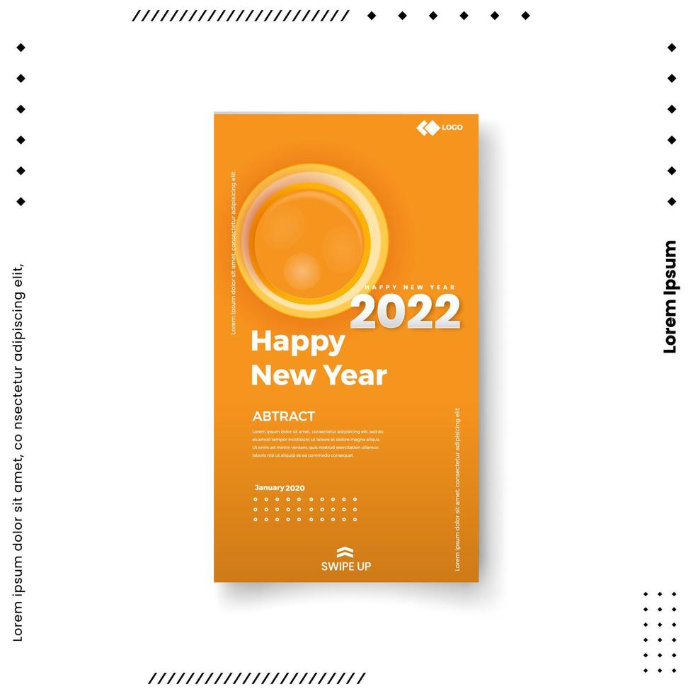 Happy New Year 2021. Trendy editable template for social networks stories, vector illustration. Design backgrounds for social media