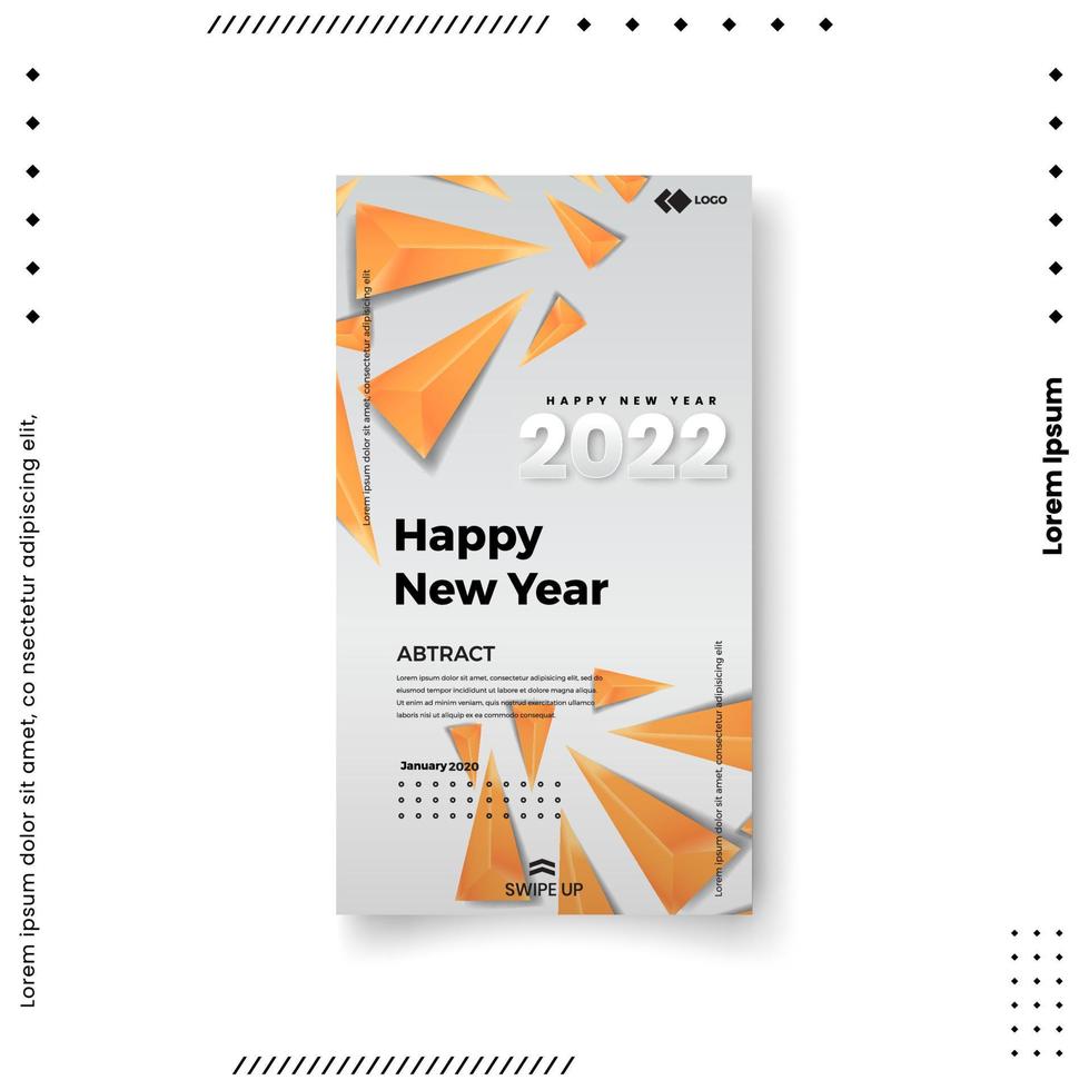 Happy New Year 2021. Trendy editable template for social networks stories, vector illustration. Design backgrounds for social media