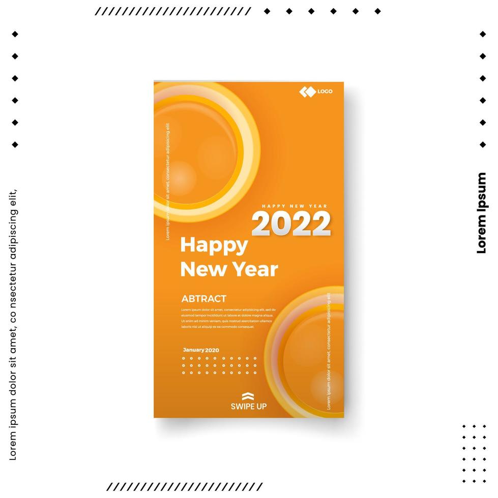 Happy New Year 2021. Trendy editable template for social networks stories, vector illustration. Design backgrounds for social media