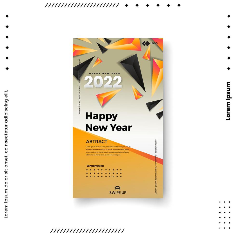Happy New Year 2021. Trendy editable template for social networks stories, vector illustration. Design backgrounds for social media
