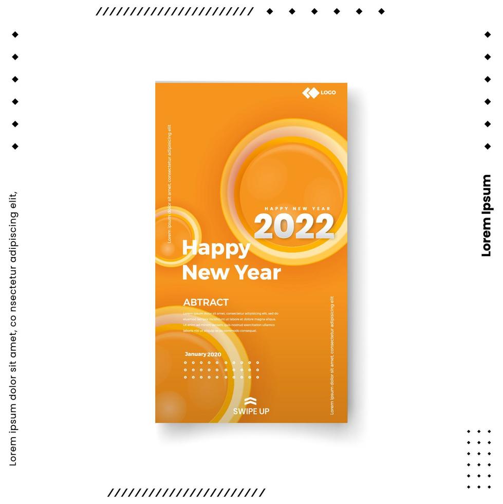Happy New Year 2021. Trendy editable template for social networks stories, vector illustration. Design backgrounds for social media