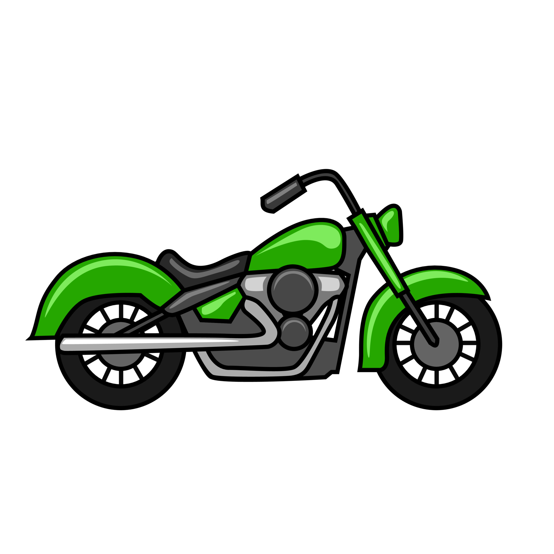 green simple big motorbike cartoon design. design for templates