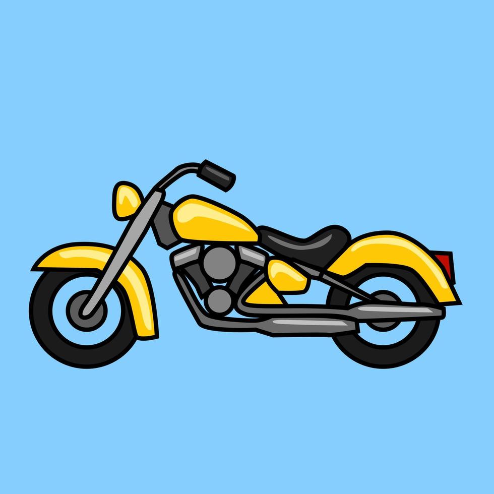 diseño de dibujos animados de motocicleta clásica simple amarilla. diseño de plantillas. vector