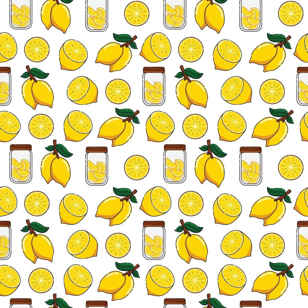 Yellow Lemon Seamless Pattern Design vector
