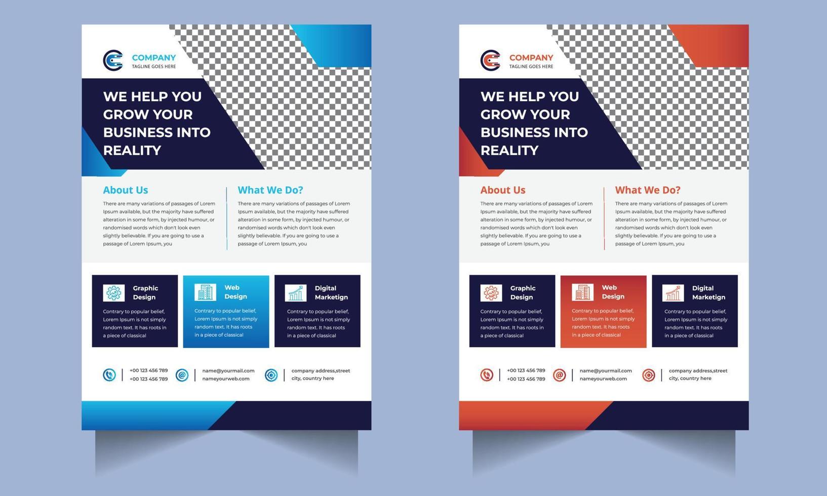 Corporate business flyer design, digital marketing agency premium vector
