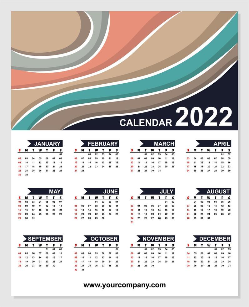 calendar year 2022 design, vector, eps file format. vector