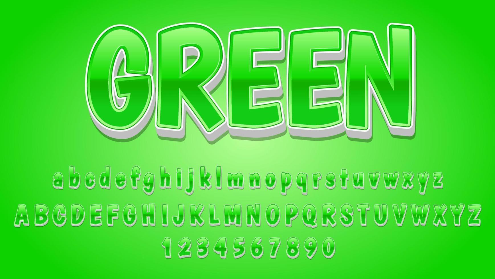 efecto de fuente de estilo gráfico, plantilla de diseño de efecto de texto editable verde degradado 3d mínimo moderno vector