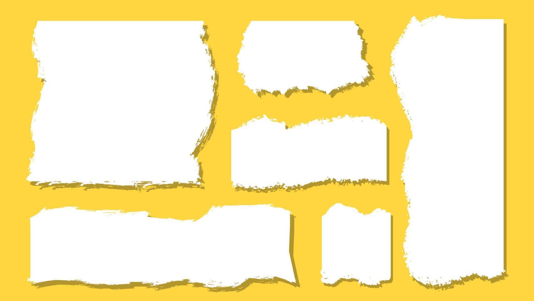 Collection Of Blank White Paper Torn Sheet In Yellow Background vector