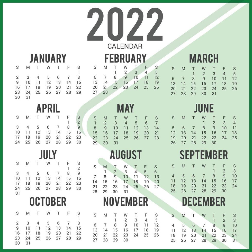 New Year Calendar 2022 Template Design vector