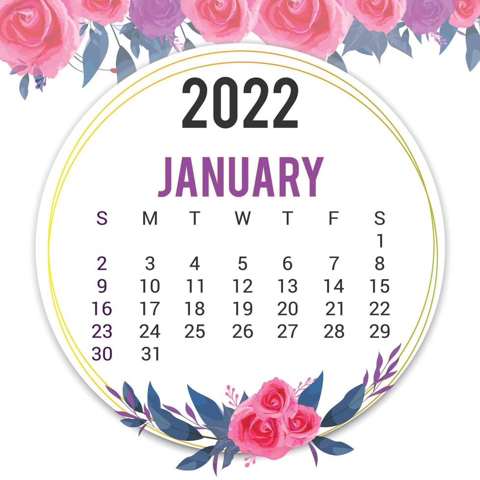 diseño de plantilla de calendario imprimible 2022 vector