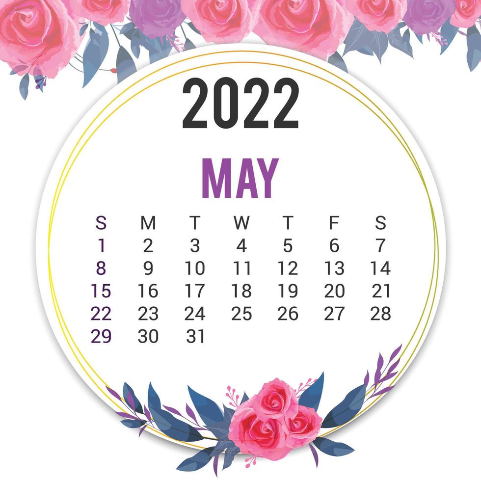 Printable Calendar 2022 Template Design vector