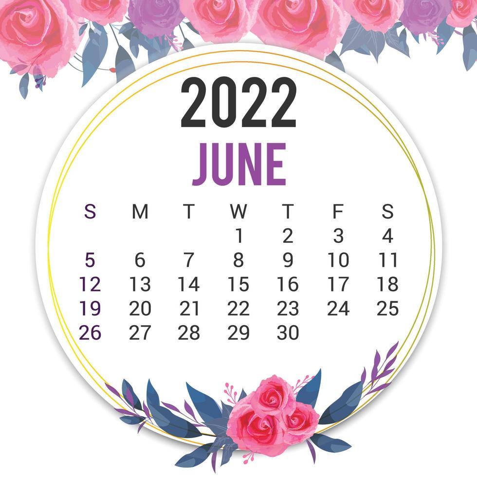 Printable Calendar 2022 Template Design vector