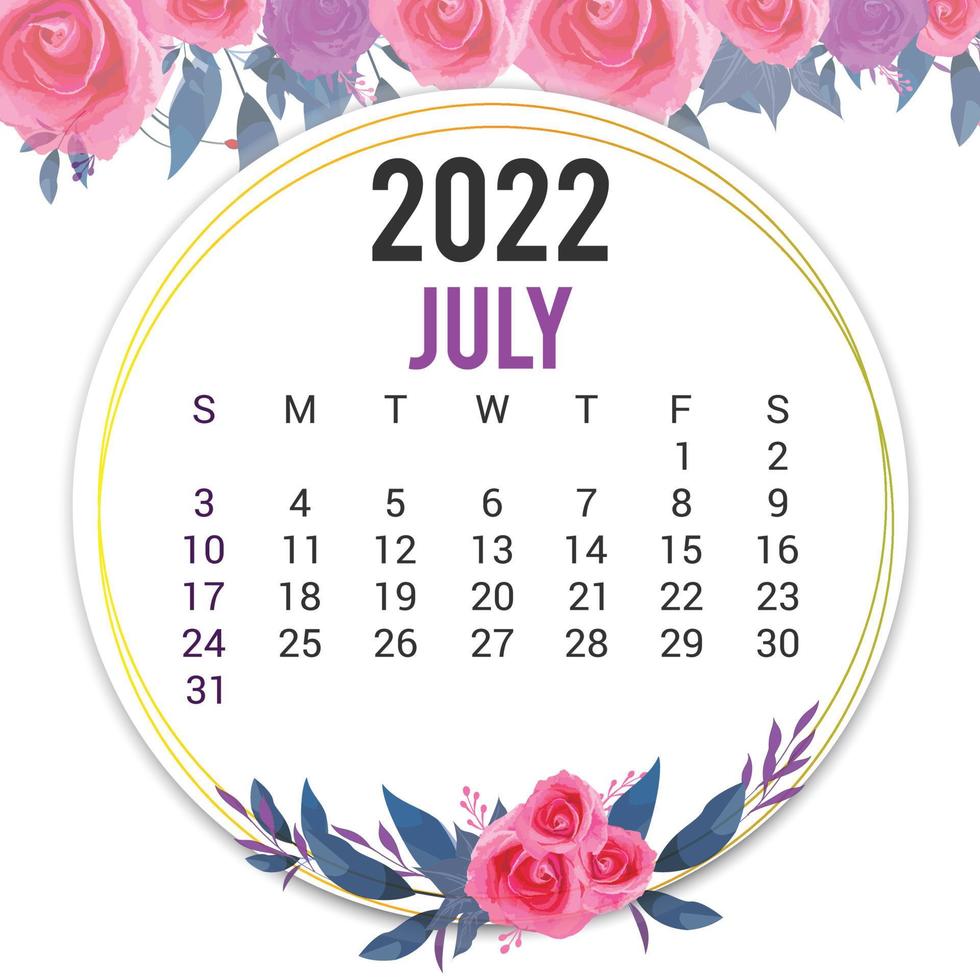 Printable Calendar 2022 Template Design vector