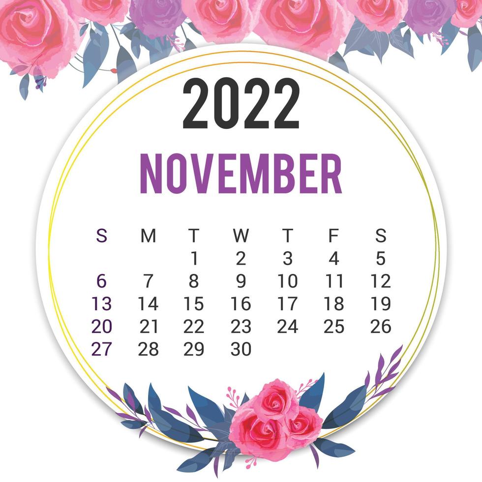 diseño de plantilla de calendario imprimible 2022 vector