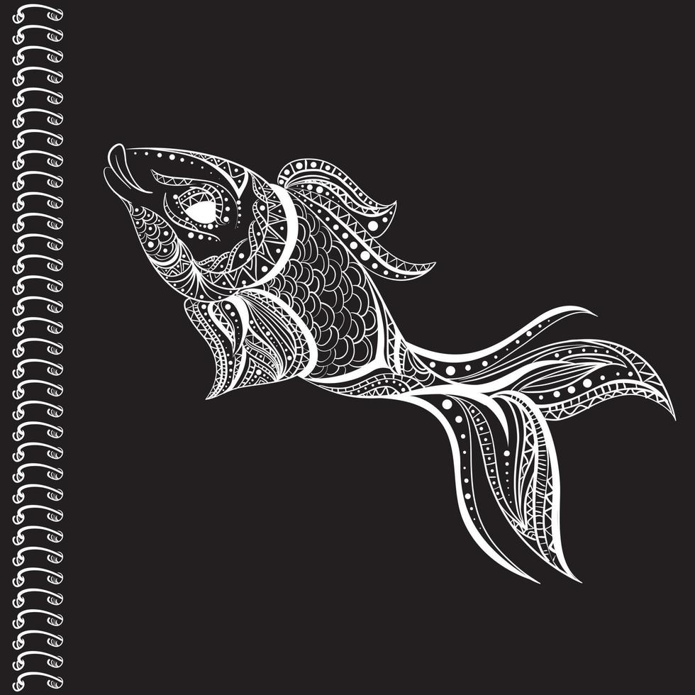 Beautiful fish from patterns. A sketch for a tattoo, or a print on clothes and accessories. vector