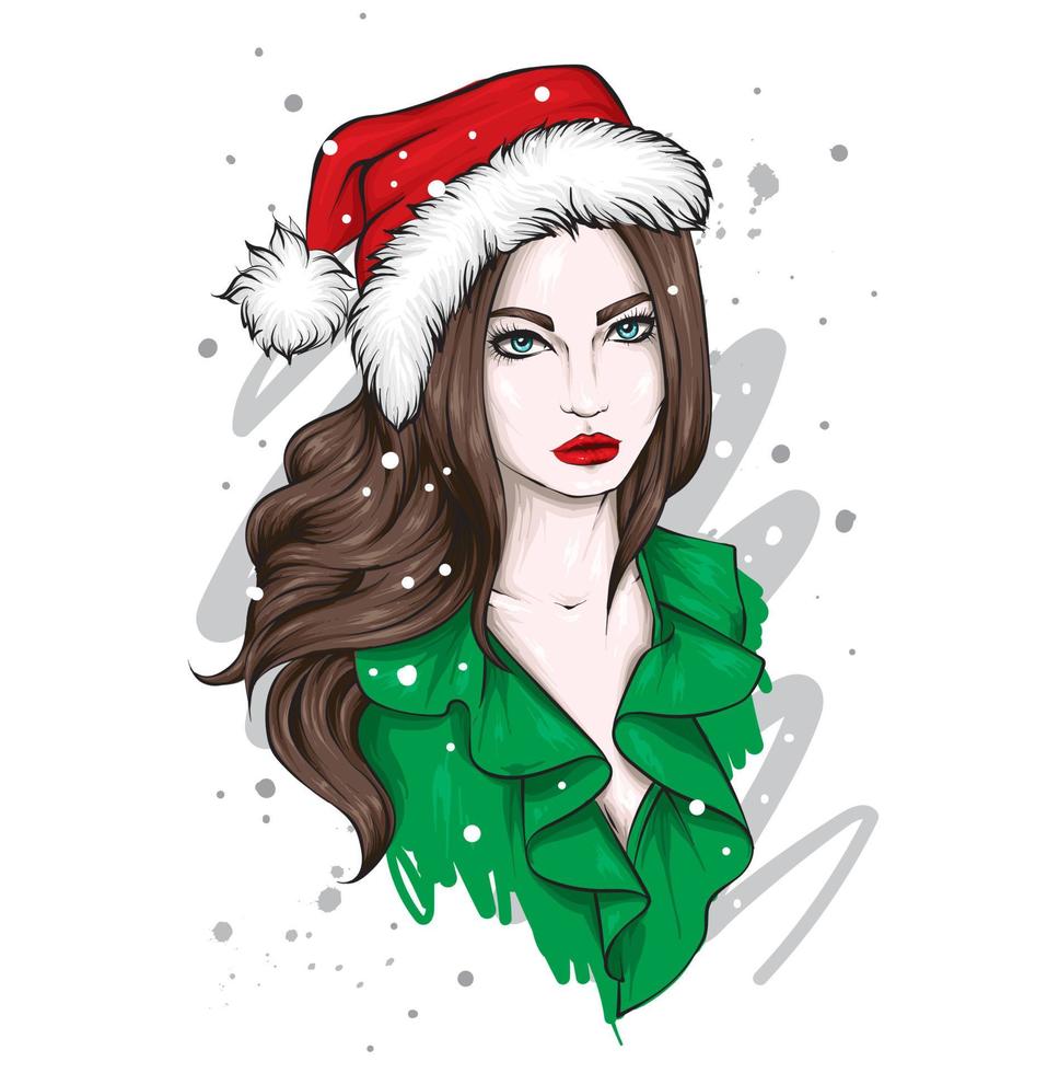 chica guapa en ropa de navidad. moda y estilo, indumentaria y complementos. vector